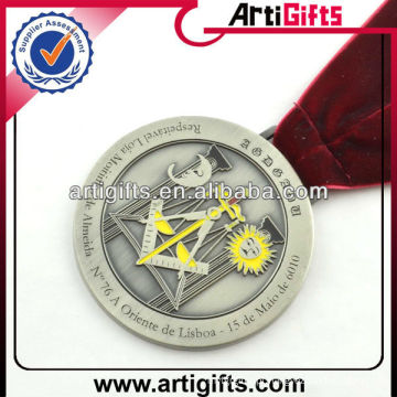 Medalha maçônica metal personalizada com fita